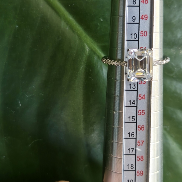 Emerald Cut Moissanite Ring – 925 Sterling Silver Pavé Band – Size 6 – 3ct - Picture 14 of 14